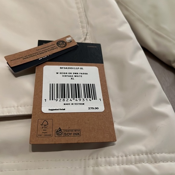The North Face Reign On 550 Power Down Hooded Parka Women XL Vintage White NWOT - Picture 2 of 7